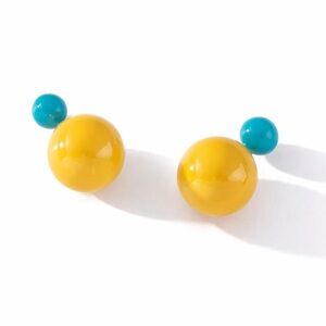 New! Golden Yellow Double Ball Earrings (1052) NWOT